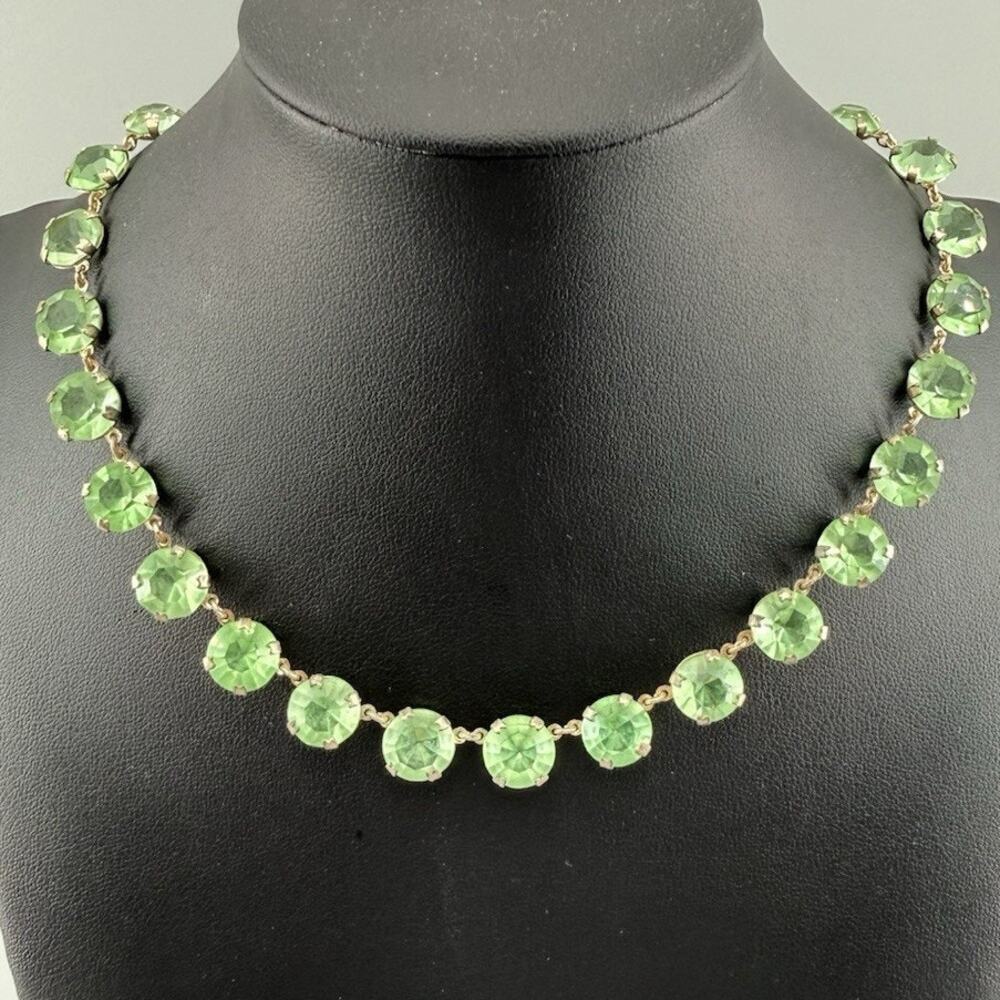 Antique Art Deco Mixed UV Reactive Glass Rivière Necklace Uranium Manganese UV - Picture 2 of 16